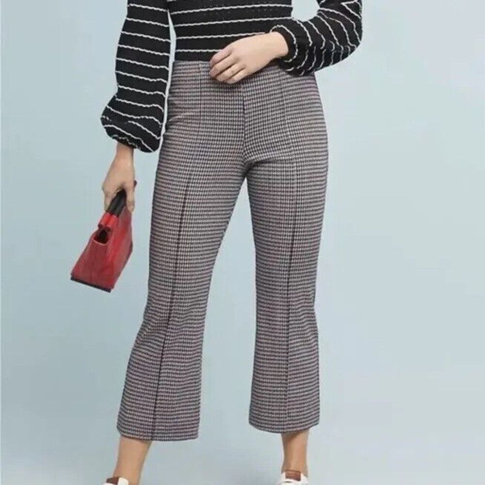 Cartonnier By Anthropologie Houndstooth Pants Cropped Black White Sz S